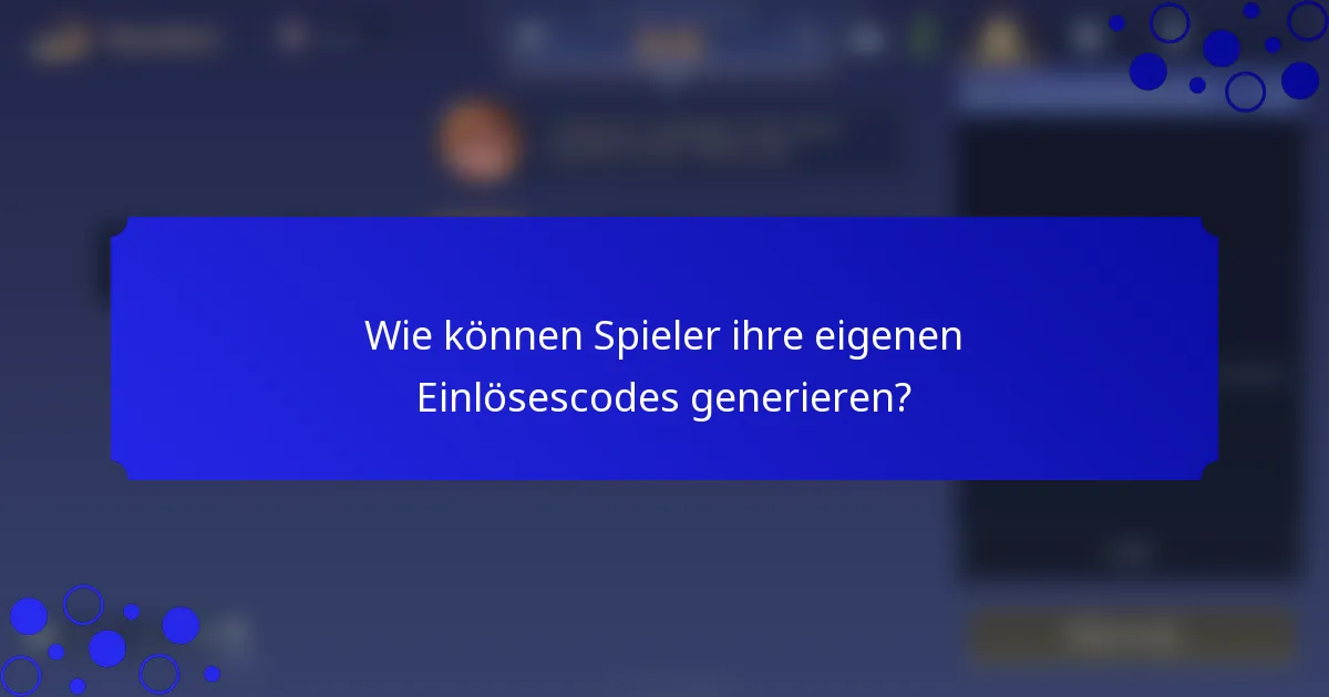 Wie können Spieler ihre eigenen Einlösescodes generieren?