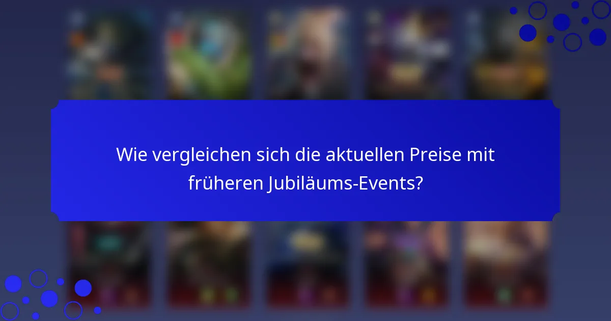 Wie vergleichen sich die aktuellen Preise mit früheren Jubiläums-Events?