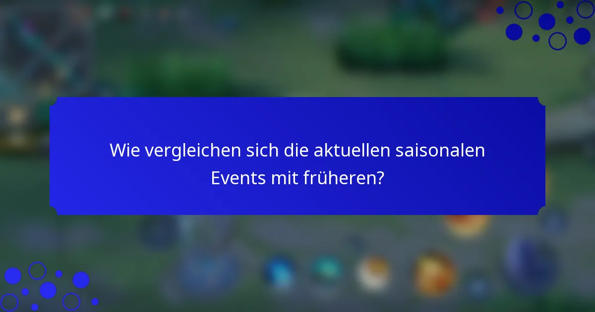 Wie vergleichen sich die aktuellen saisonalen Events mit früheren?